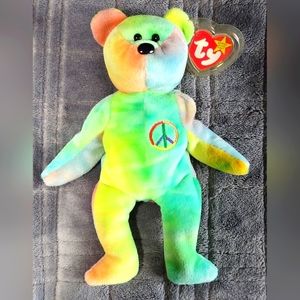 "PEACE" BEAR TY BEANIE BABY BIRTHDAY: FEBRUARY 1, 1996